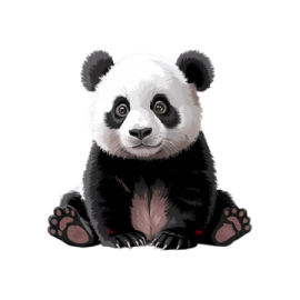 a panda bear sitting down on the ground