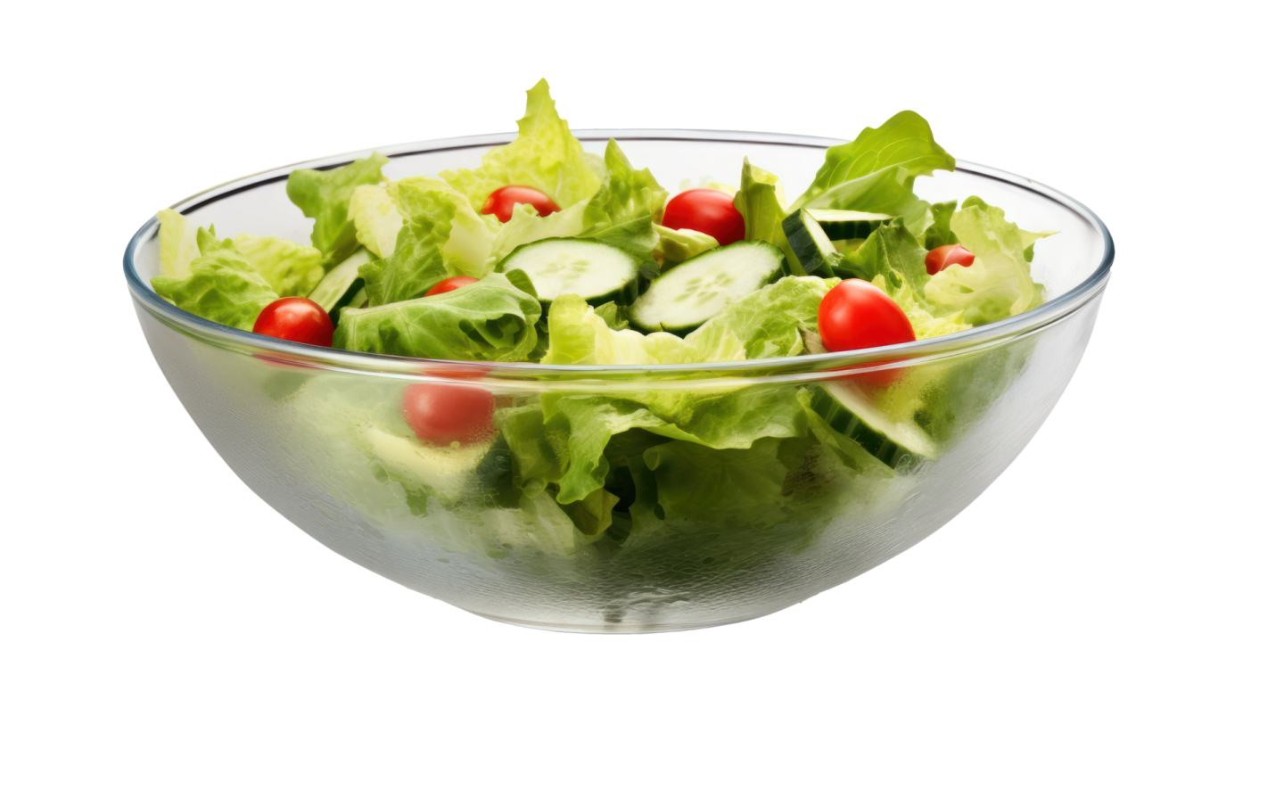 a salad in a glass bowl
