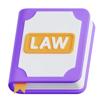 a purple and white button with the word law on it