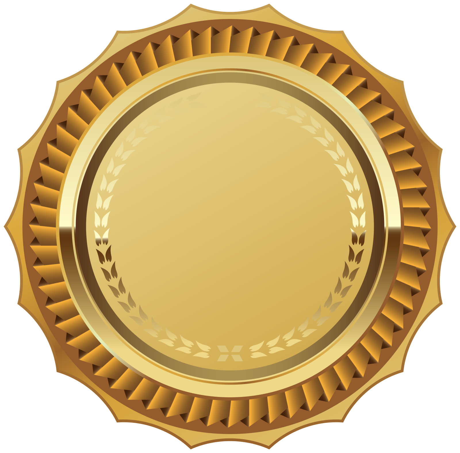 a gold medal with a white background