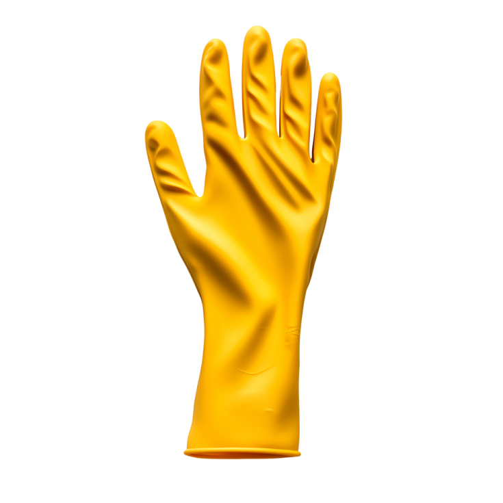 a yellow glove on a white background