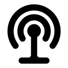 a black and white radio icon
