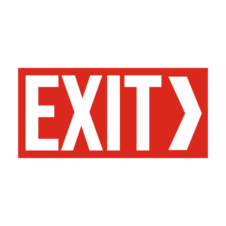 a red exit sign with the word exit