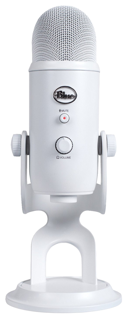 a white microphone on a stand