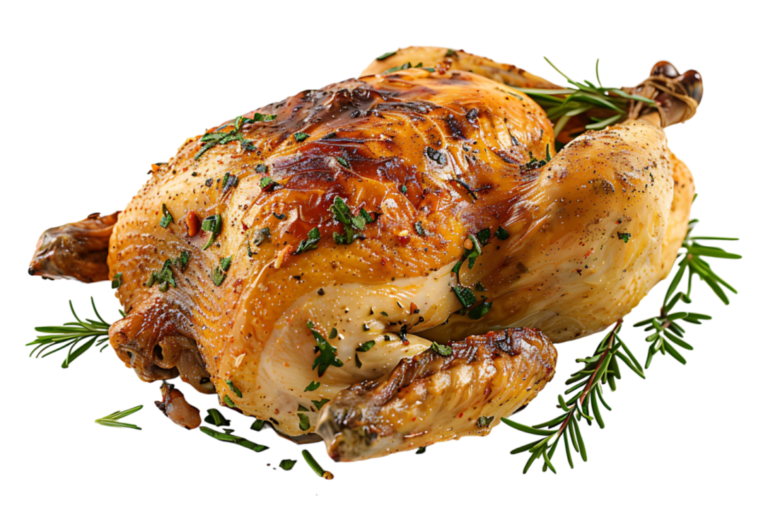 a roasted chicken on a white background