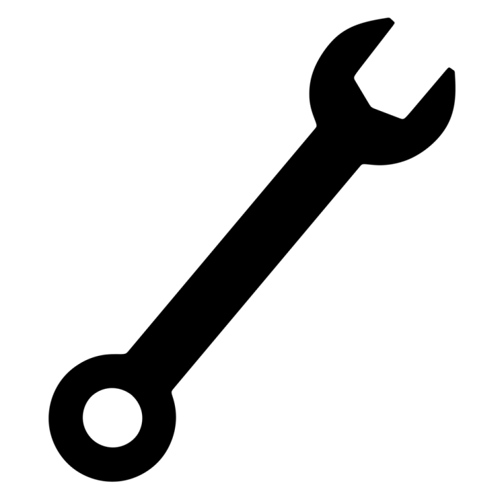 A black and white wrench icon