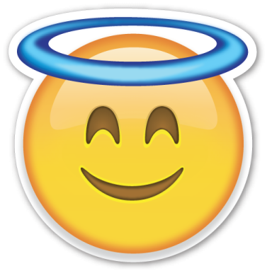 a smiley face with an angel halo around it