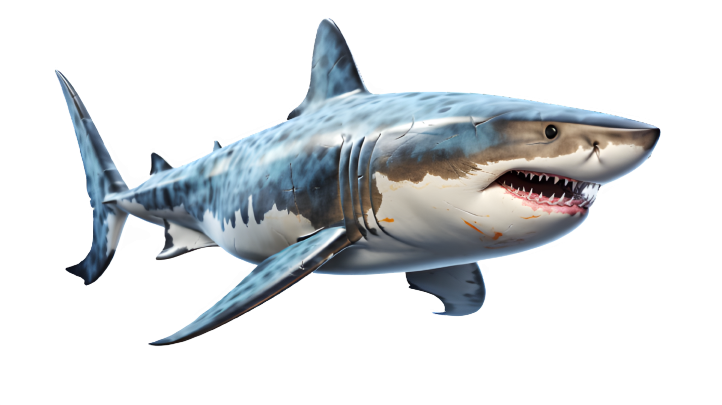 a great white shark with its mouth open