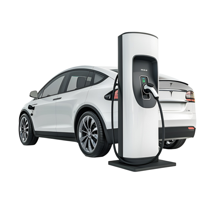 an electric car charging station on a white background