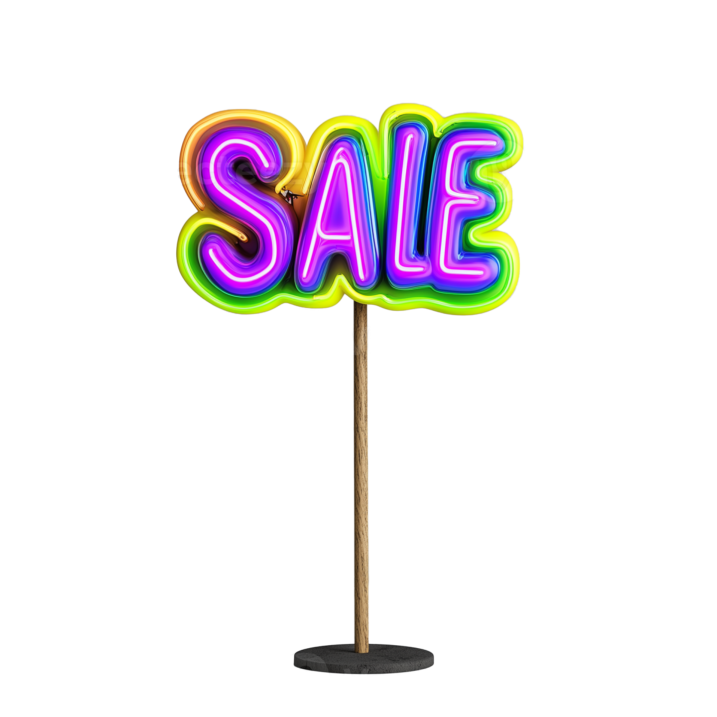 a neon sign with the word sale on it