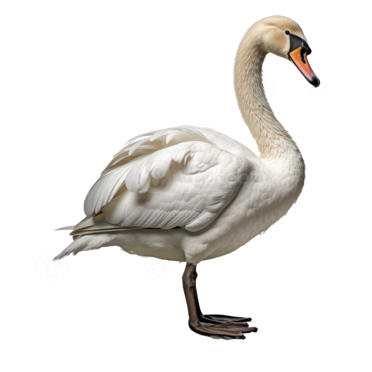 a white swan standing on its hinds