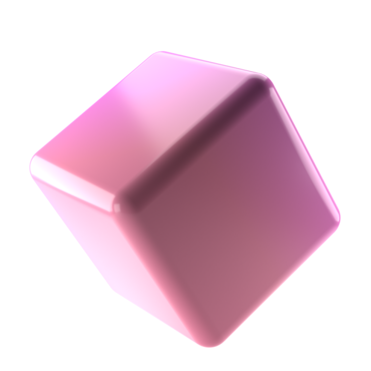 a pink cube on a white background