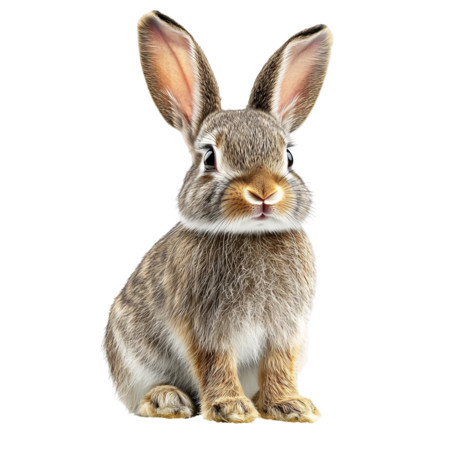 a small rabbit sitting on a white background