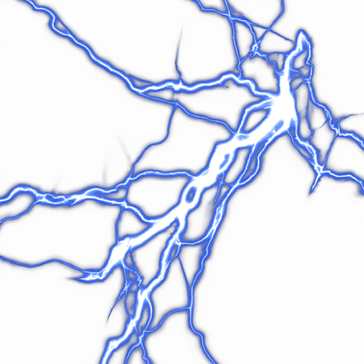 a blue lightning bolt on white background