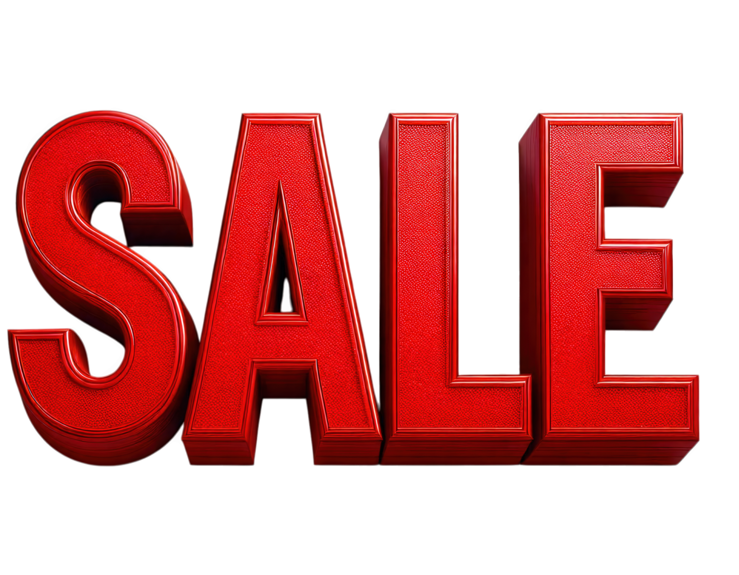 a red sale sign on a white background
