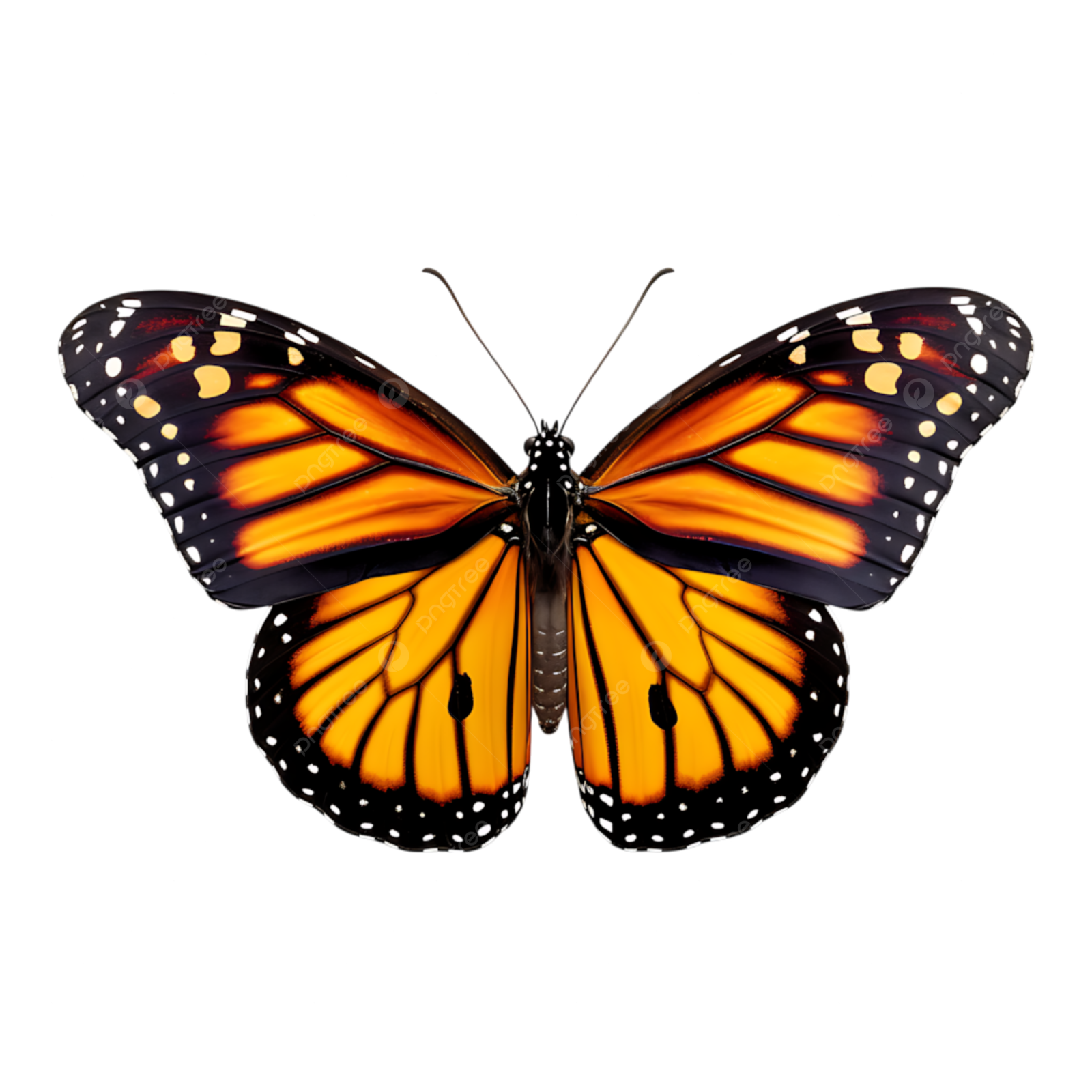 a monarch butterfly on a white background
