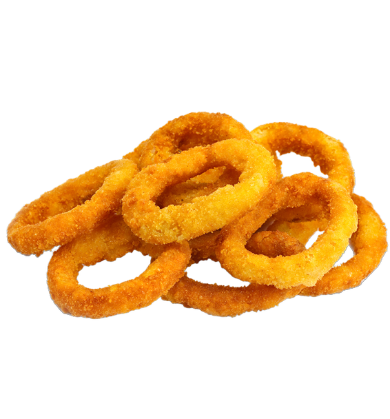 onion rings on a white background