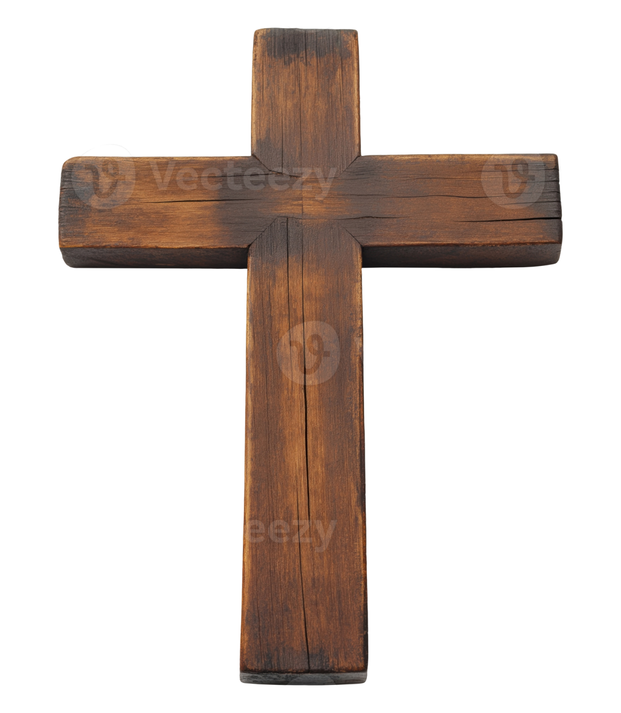 a wooden cross on a white background