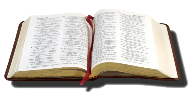 an open bible on a white background