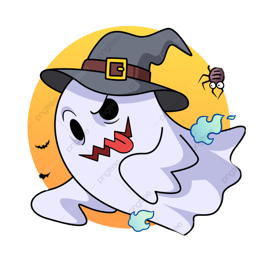 a cartoon ghost with a broom in his hand