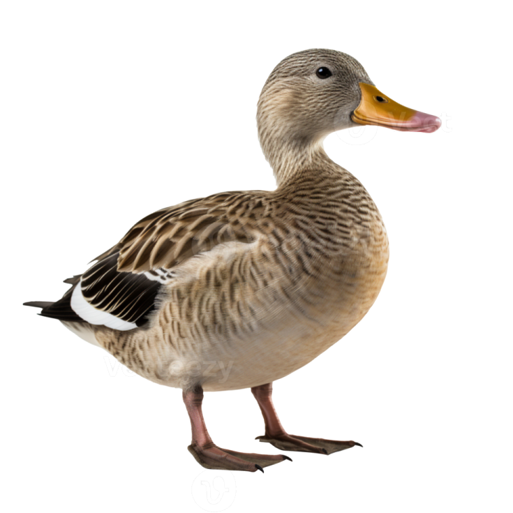 a duck standing on a white surface