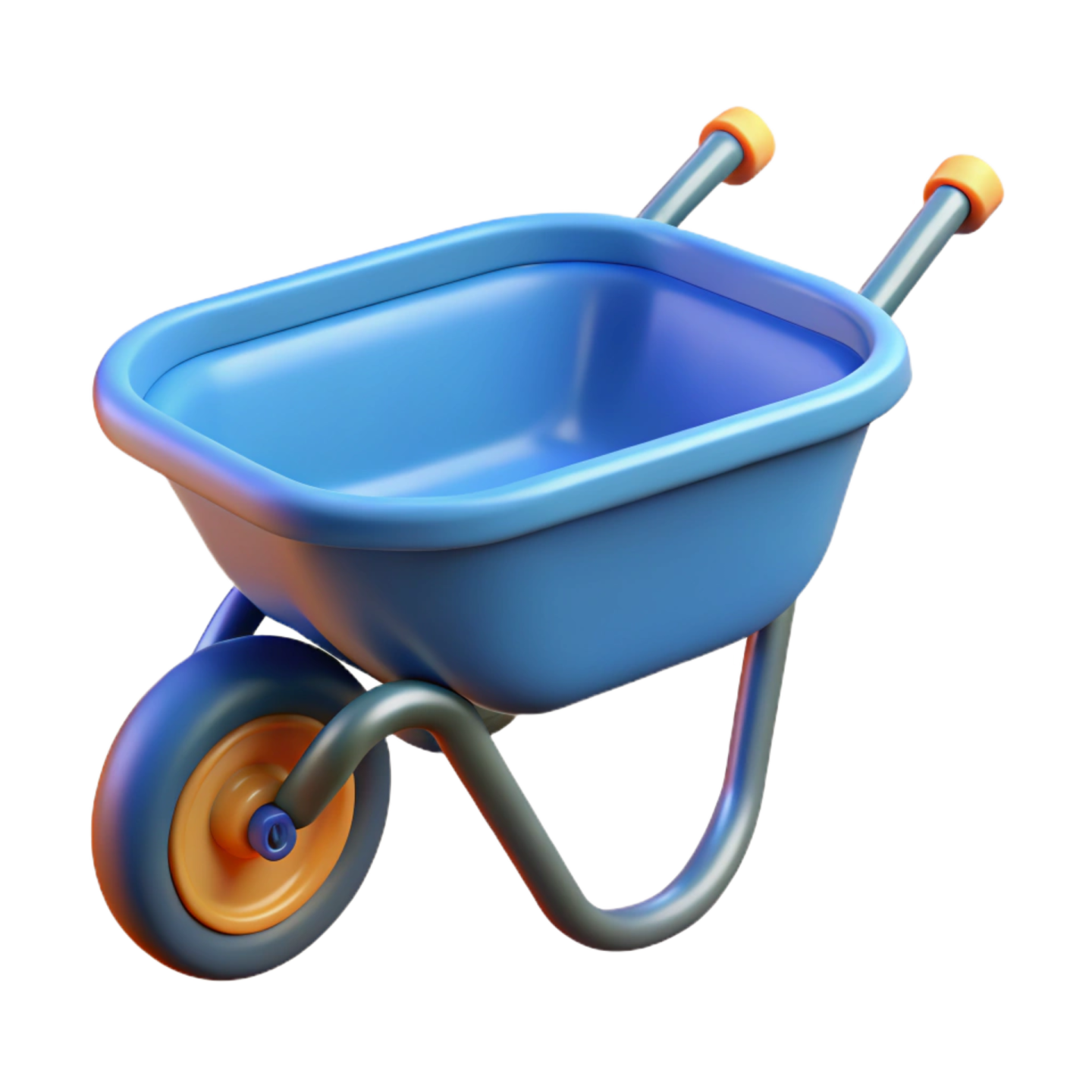 a blue wheelbar with orange wheels