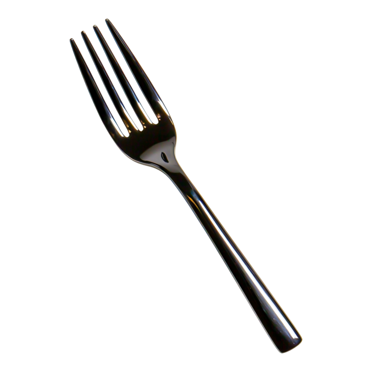 a black fork on a white background