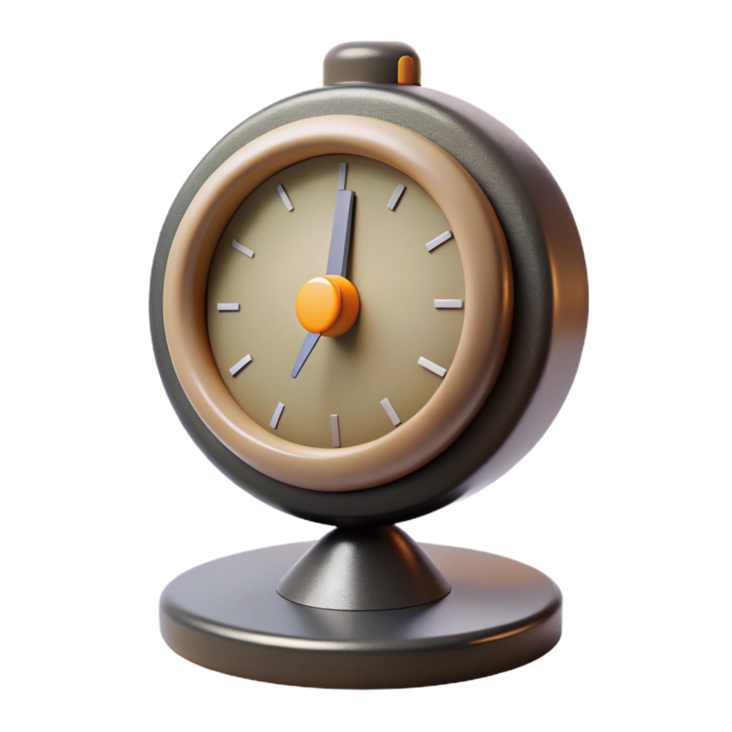 an alarm clock on a metal stand