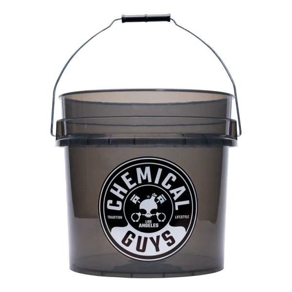 a bucket with a logo on it