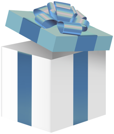 a blue and white gift box