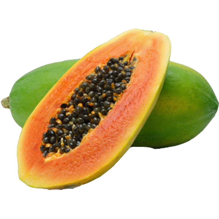 a papa papa fruit cut in half