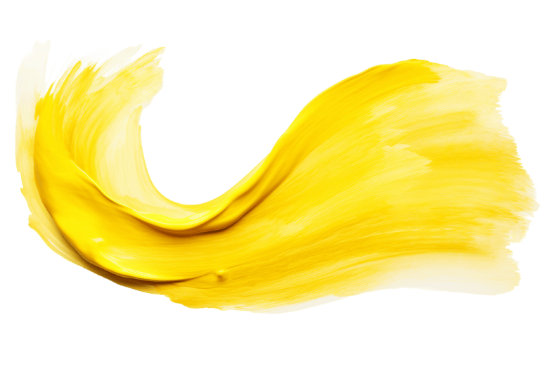 a yellow and white brush stroke on a white background