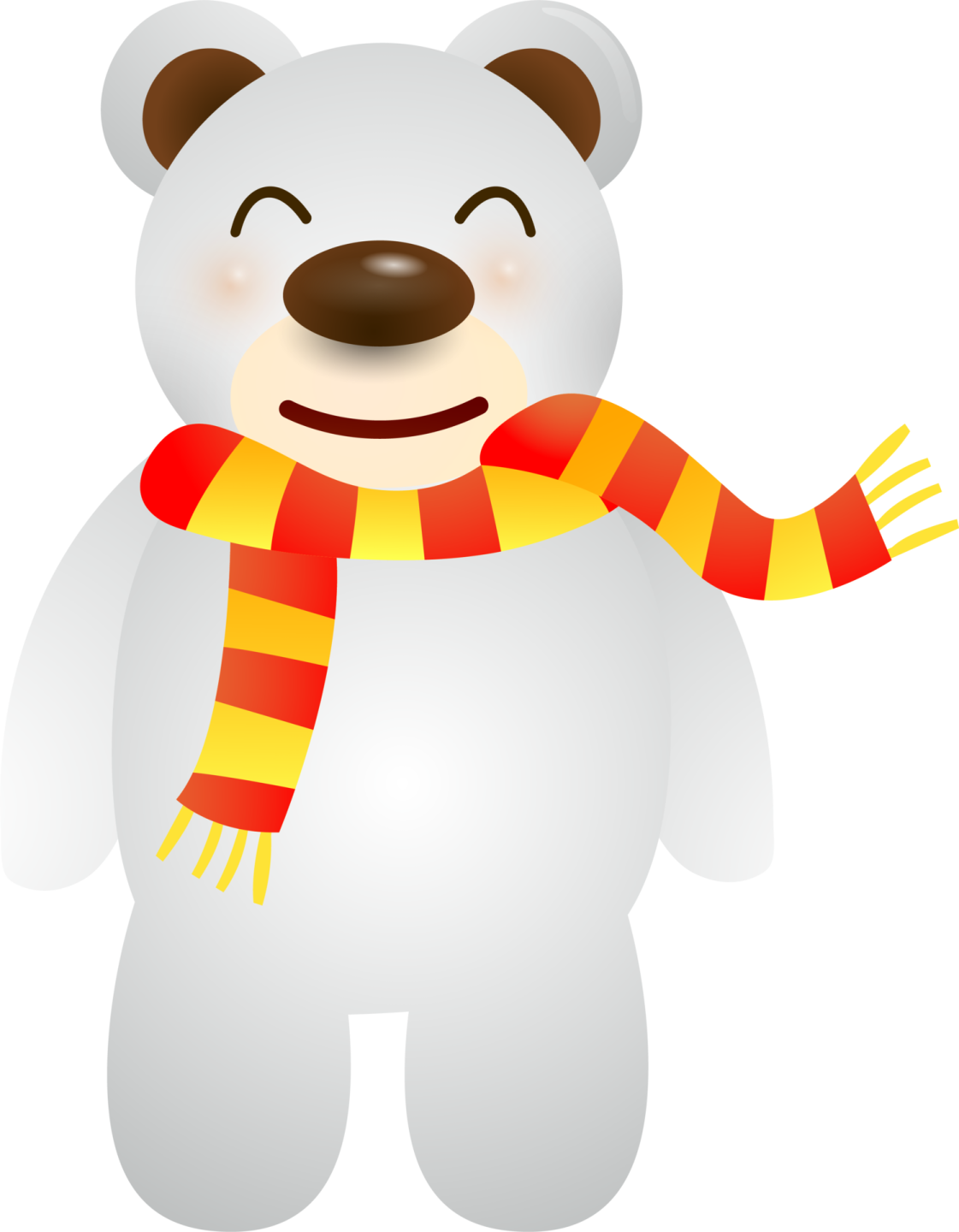 a cartoon polar bear wearing a scarf