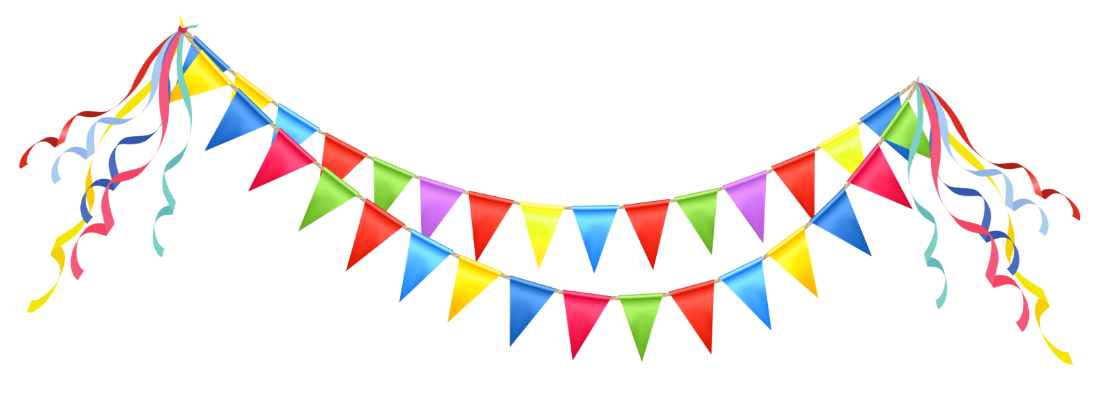 a bunch of colorful flags hanging from the ceiling