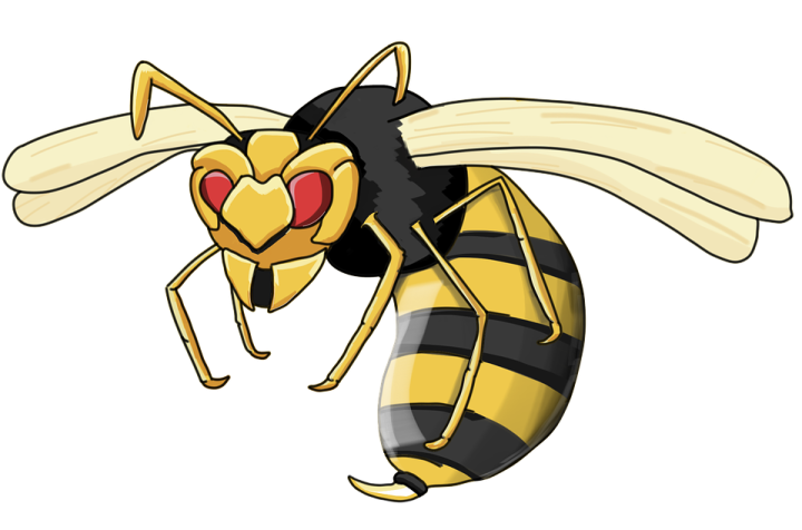 a bee with a heart in its mouth