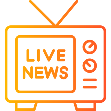 a television with the words live news on it