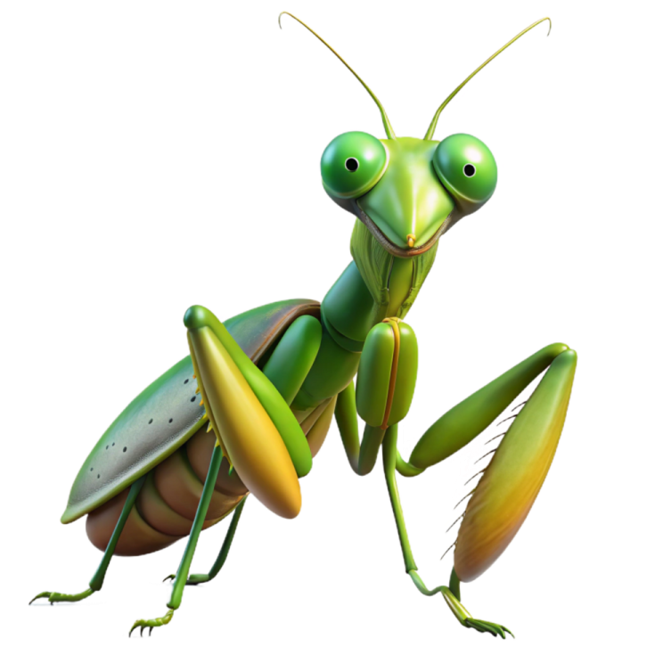 An illustration of a praying mantis