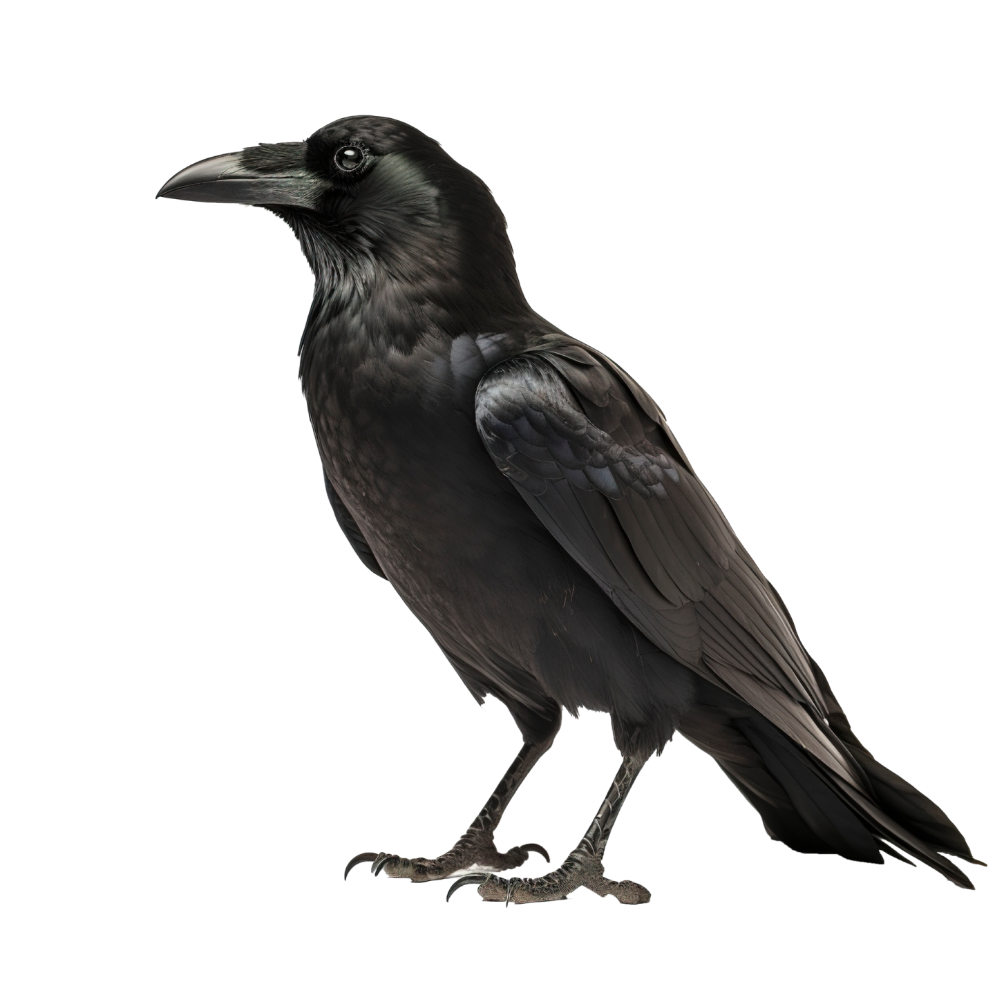 a black bird is standing on the ground