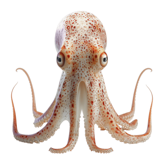 an orange and white octopus on a white background
