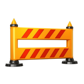 an orange barrier with red and yellow stripes