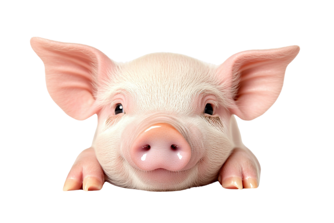 a close up of a pig's face