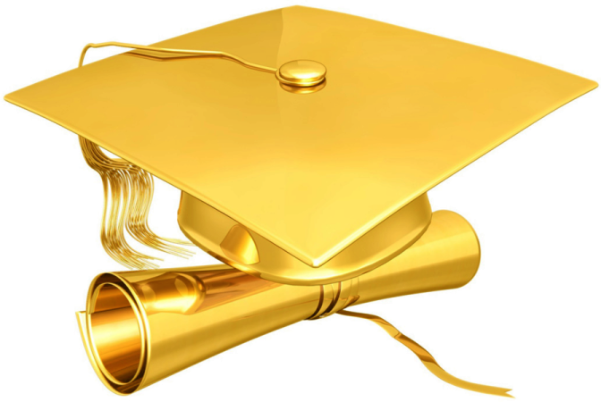 a gold graduation cap on top of a diploma