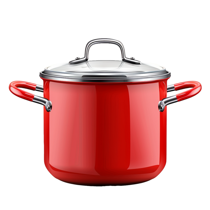 a red pot with a lid