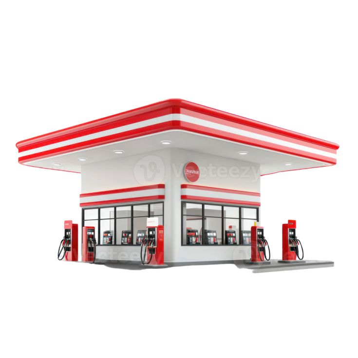 a gas station on a white background