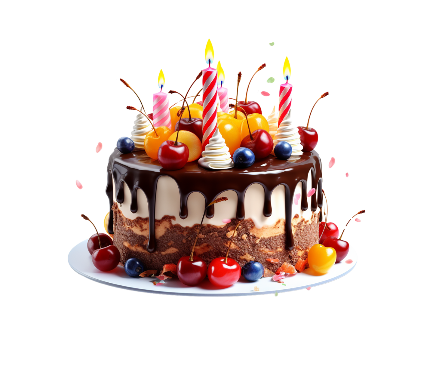 a cake with chocolate and chers on top