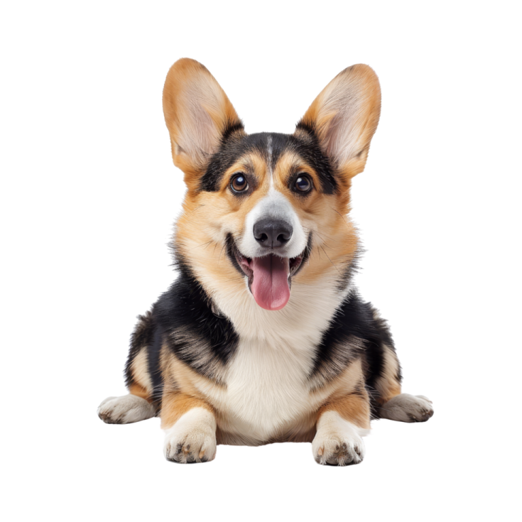a close up of a dog with its tongue out