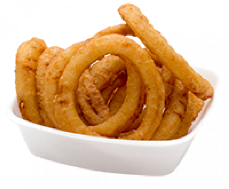 a white bowl filled with onion rings