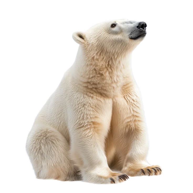 a polar bear sitting and looking up