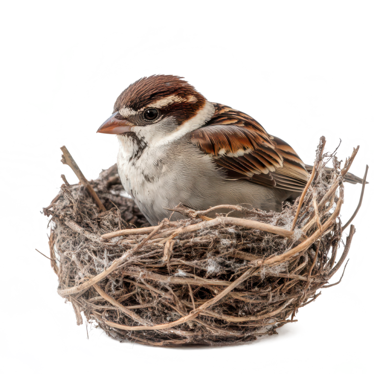 a small bird sitting on top of a nest