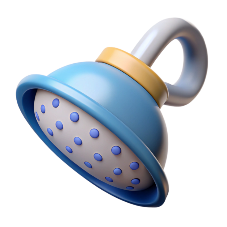 an image of a blue and yellow shower head